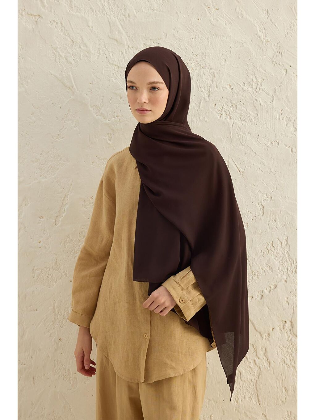 Kahverengi Daily Krep Şal Acı Kahve-1