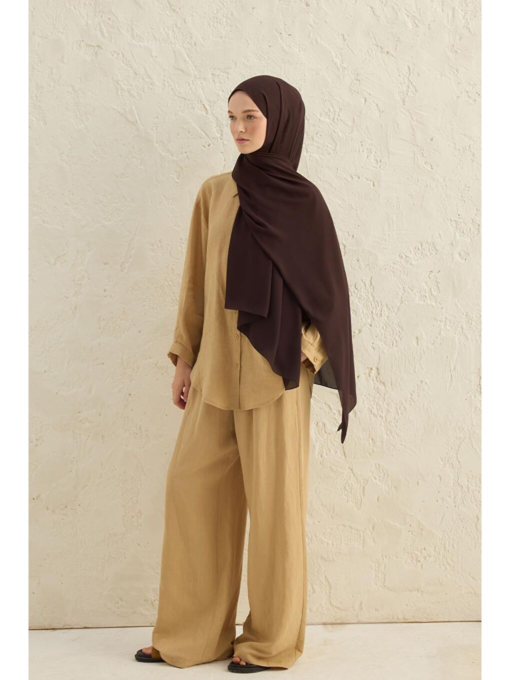 Kahverengi Daily Krep Şal Acı Kahve-3