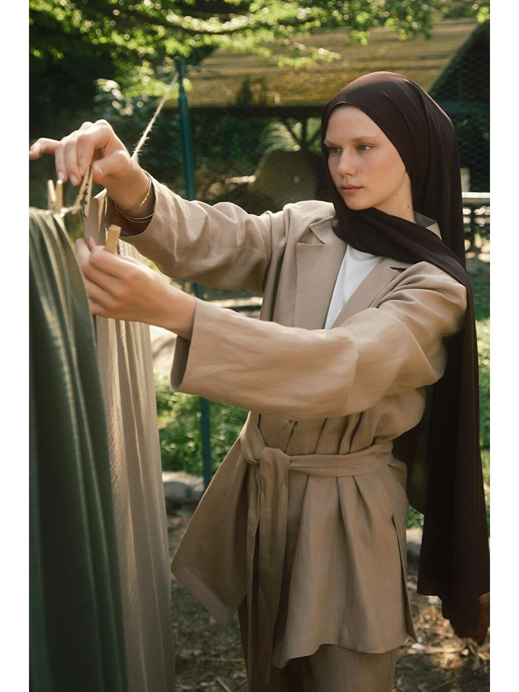 Kahverengi Daily Krep Şal Acı Kahve-4