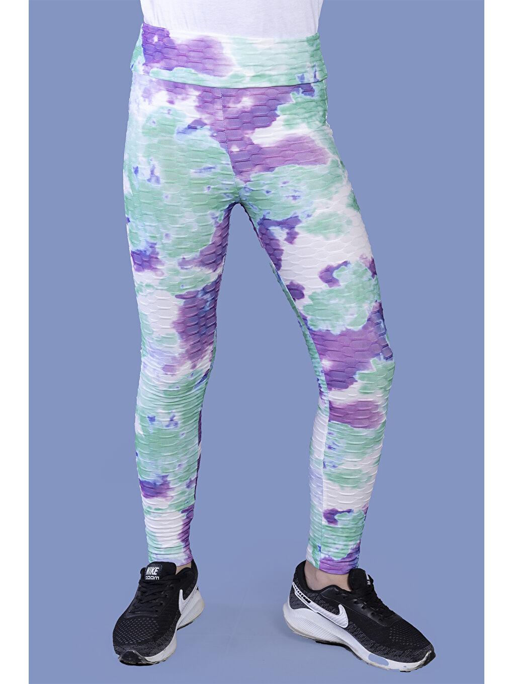 Mor Kız Çocuk Batik Desenli Kabartma Detaylı Tayt