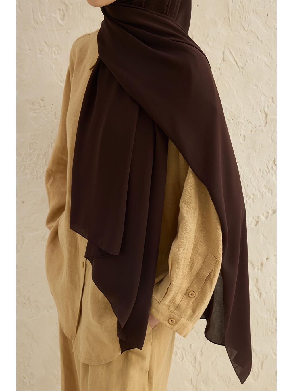 Kahverengi Daily Krep Şal Acı Kahve-5