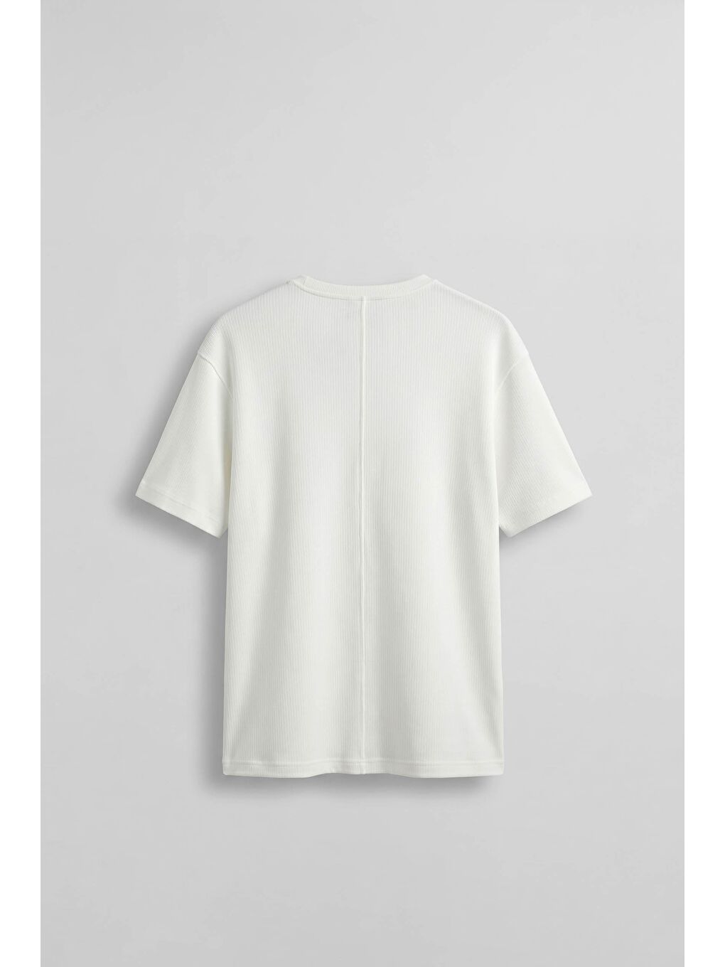 Erkek Relaxed Fit Fitilli Örme Düğmeli Yaka T-Shirt Beyaz-1