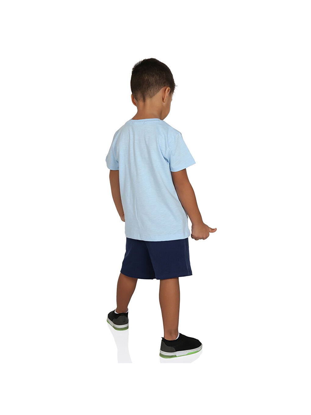 Mavi Erkek Çocuk Renkli Baskılı Şortlu Takım-1