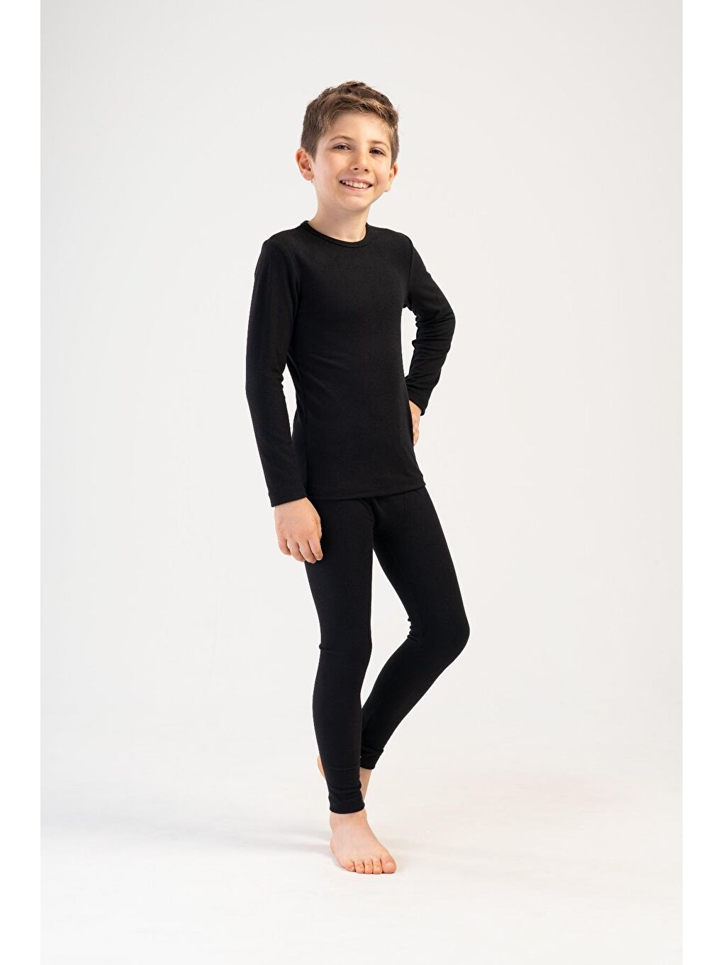 Erkek Çocuk Uzun Kol Bisiklet Yaka Termal Takım 405160 Siyah