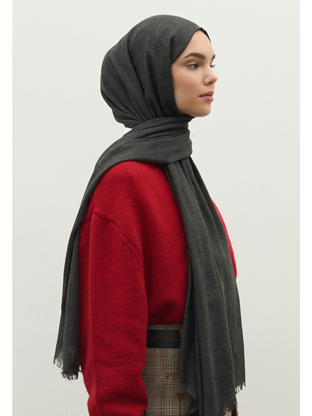 Kaşmir Dokulu Şal Antrasit-1