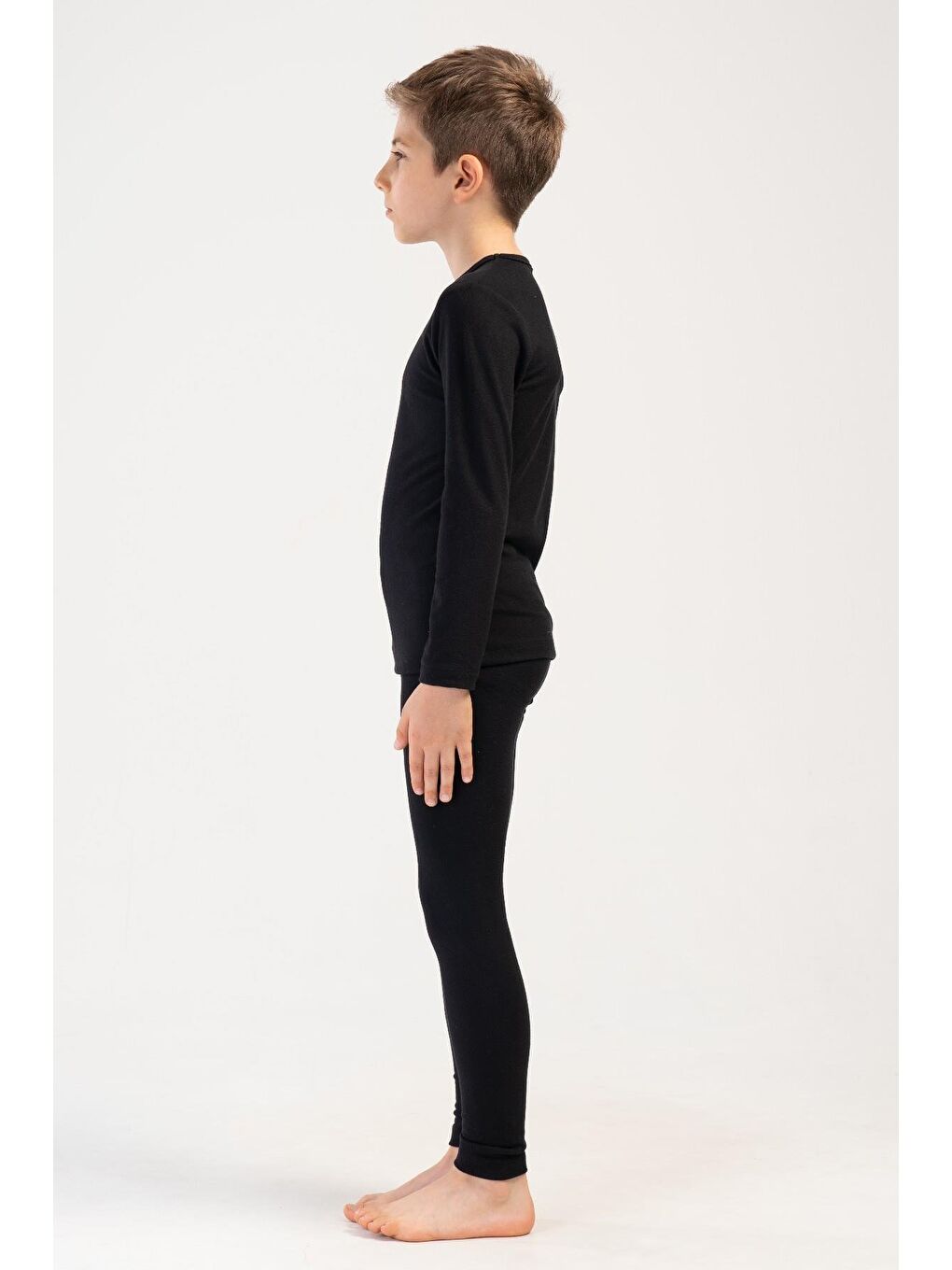 Erkek Çocuk Uzun Kol Bisiklet Yaka Termal Takım 405160 Siyah-1