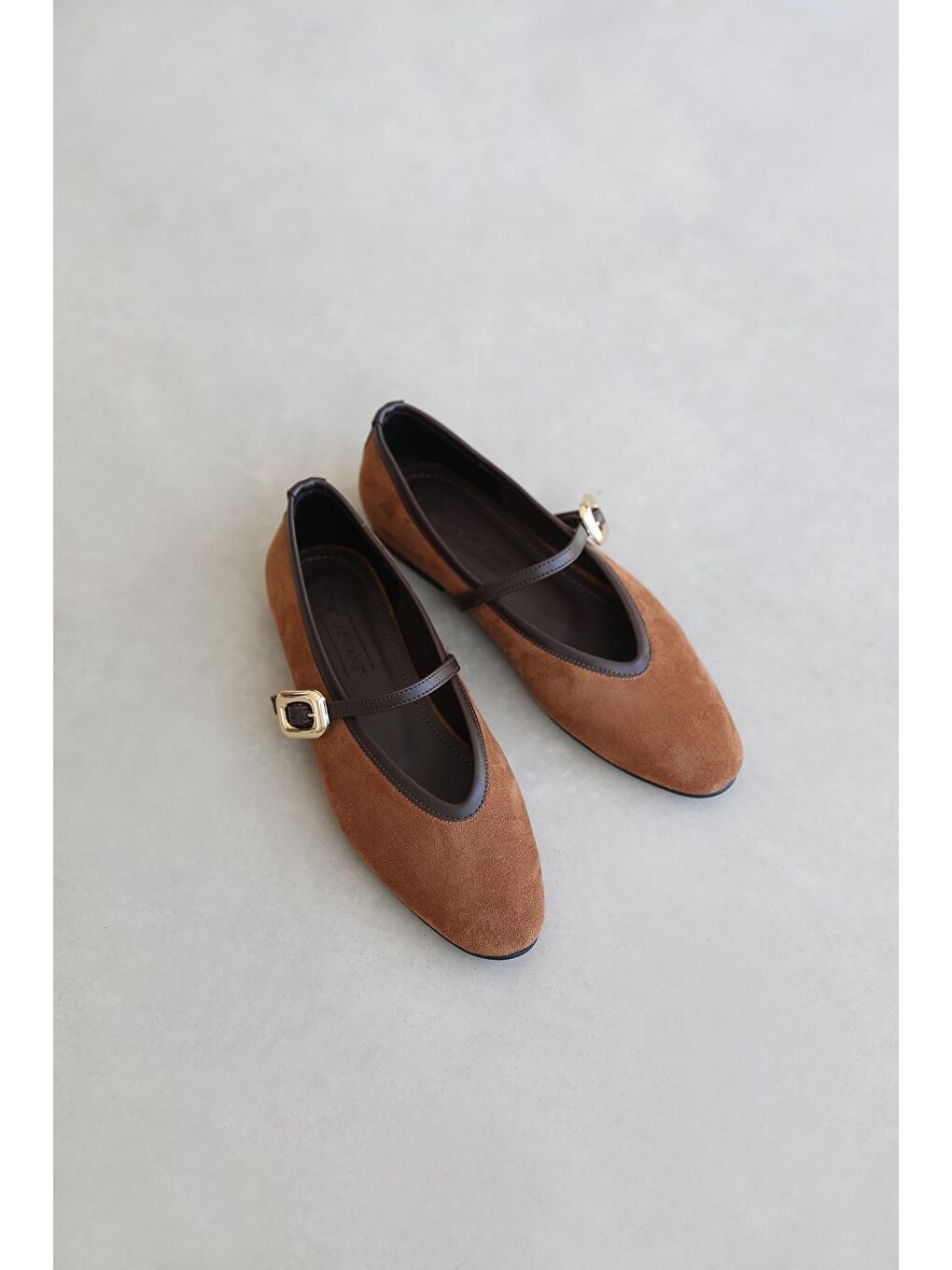 Kahverengi Stony Kadın Toka Detay Süet Babet Taba