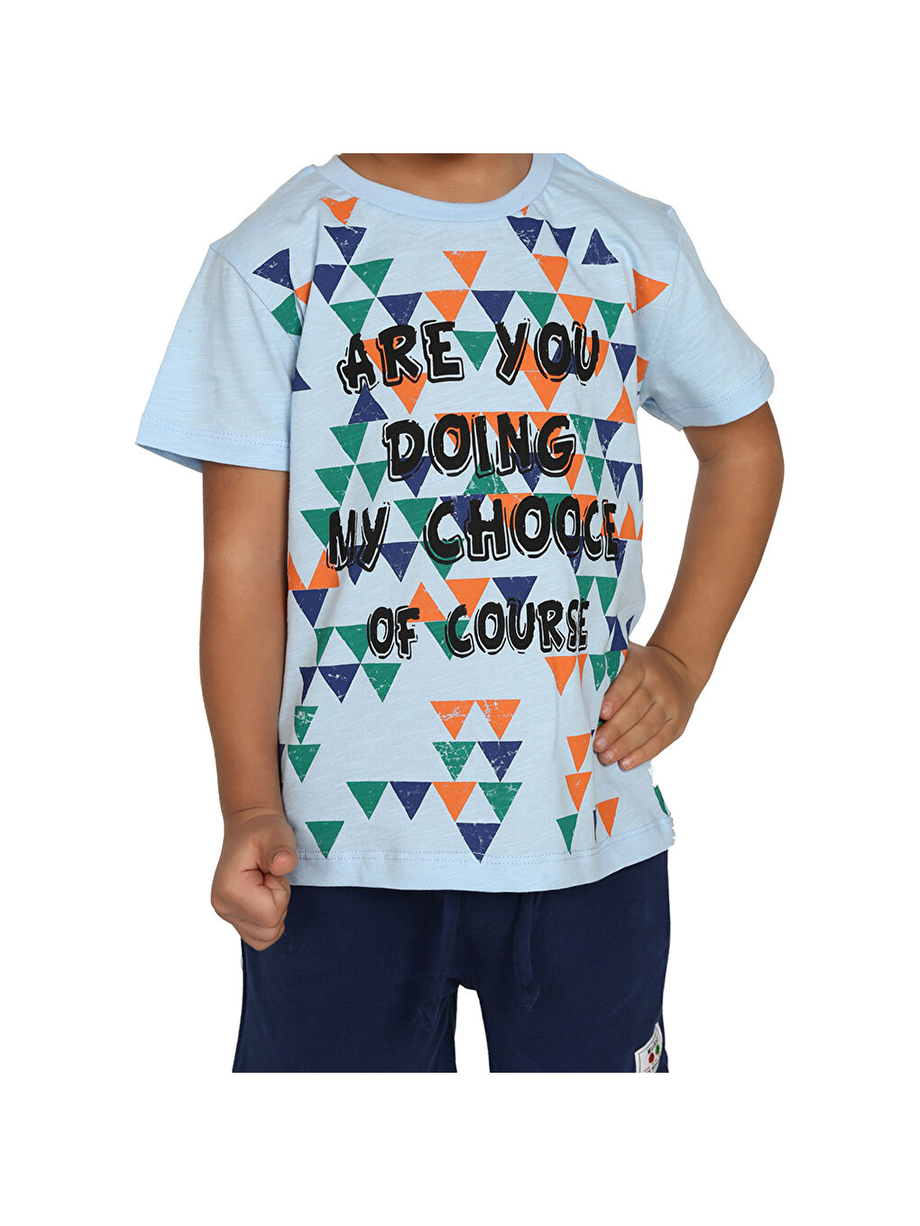 Mavi Erkek Çocuk Renkli Baskılı Şortlu Takım-3