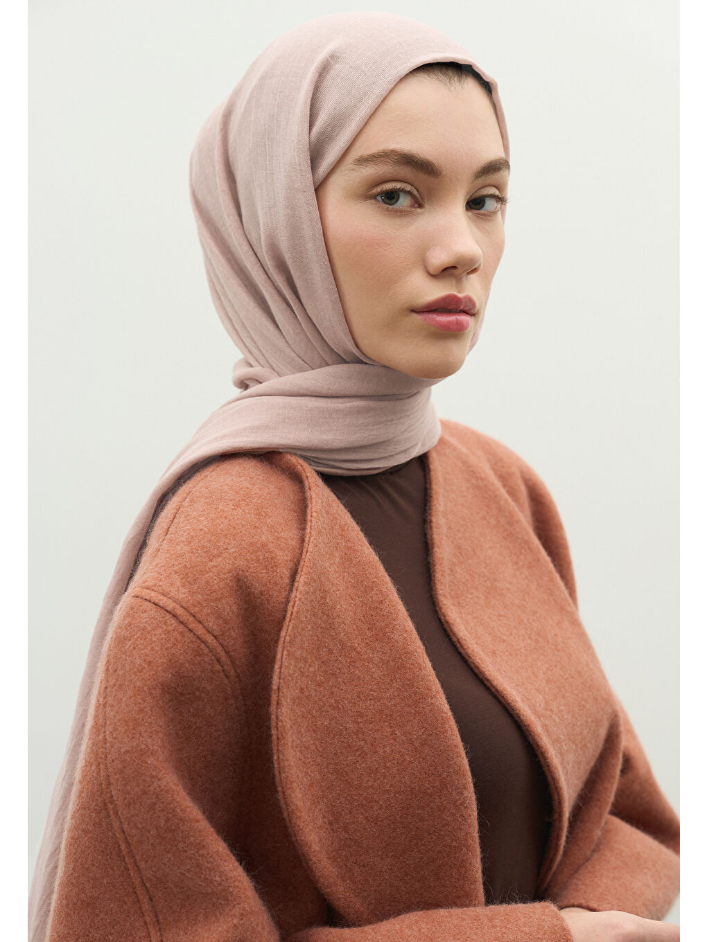 Pembe Kaşmir Dokulu Şal Pudra-2