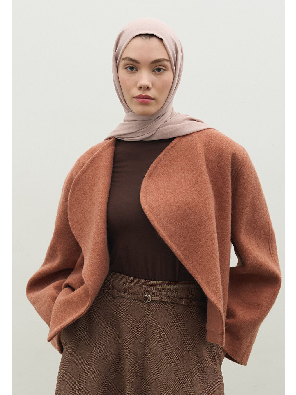 Pembe Kaşmir Dokulu Şal Pudra-3