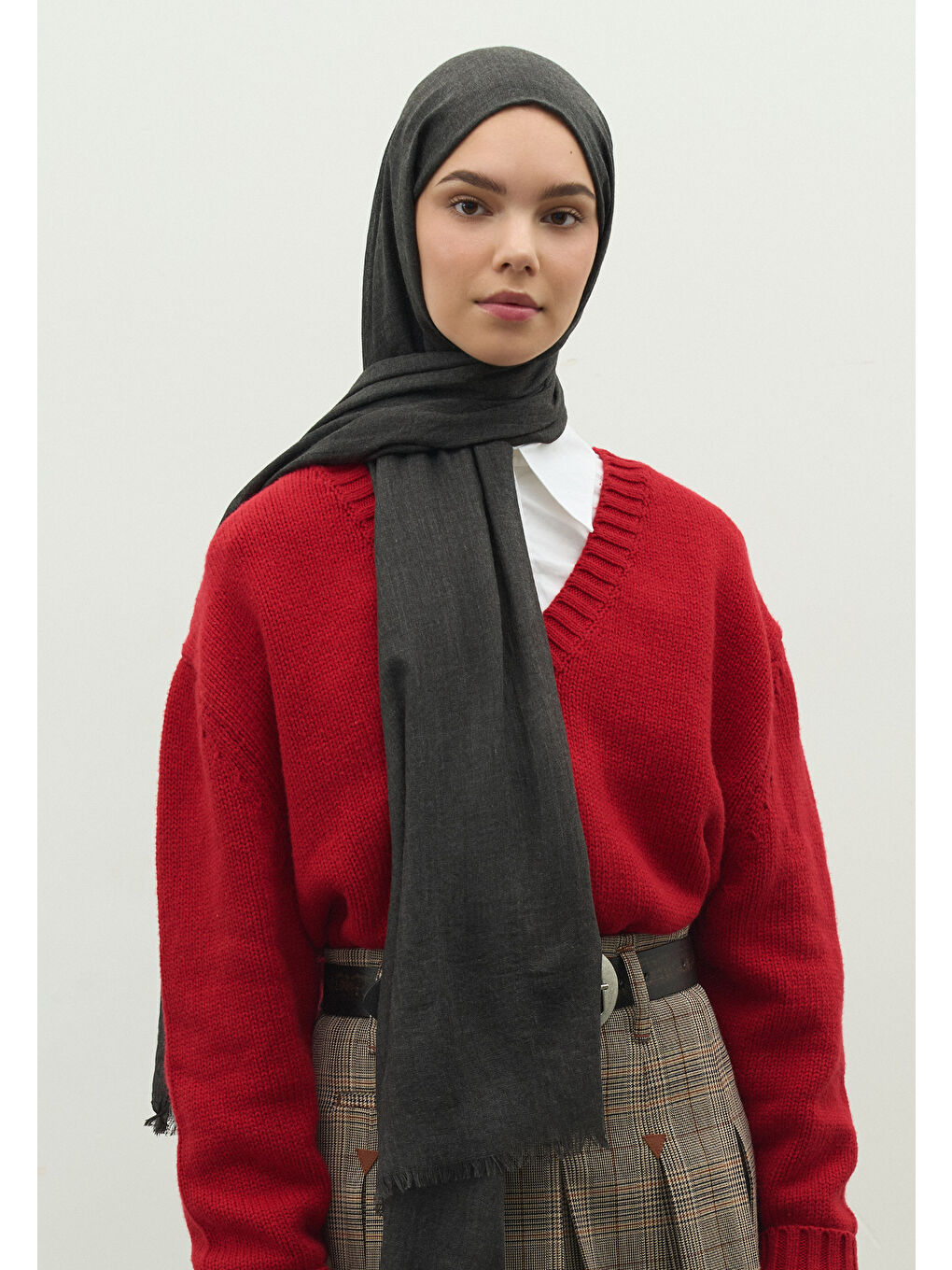 Kaşmir Dokulu Şal Antrasit-2