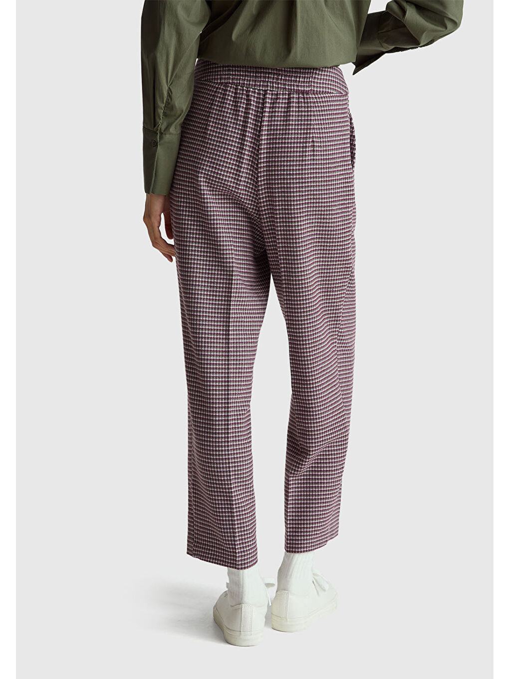 Kadın Açık Mor Viskoz Karışımlı Fermuarlı Arka Bel Bandı Lastikli Pantolon-2