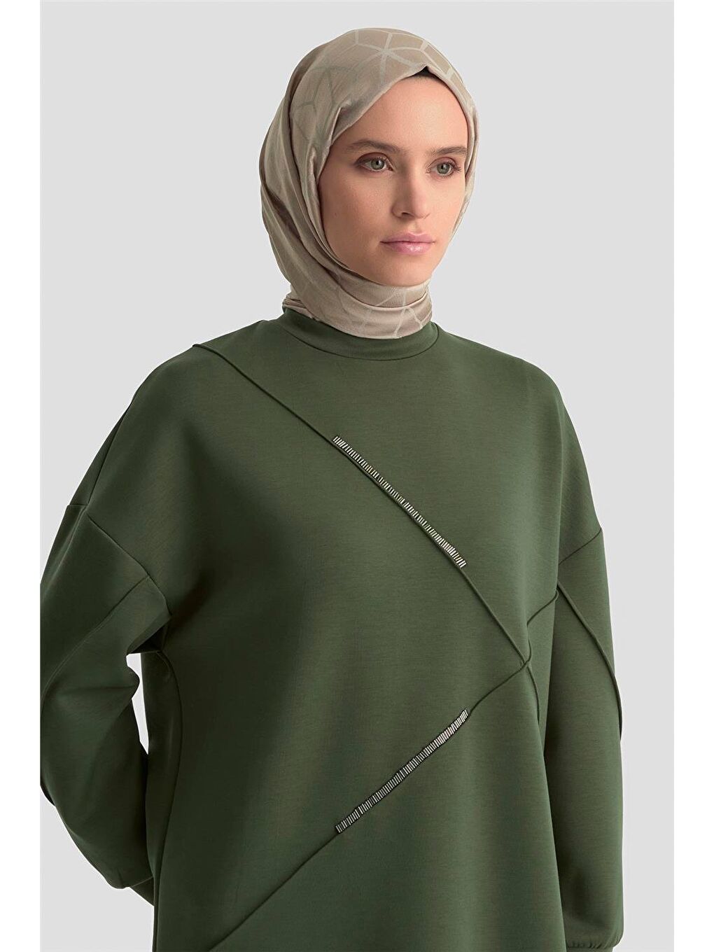 İşlemeli Örme Takım 25Kd1507 Haki-2