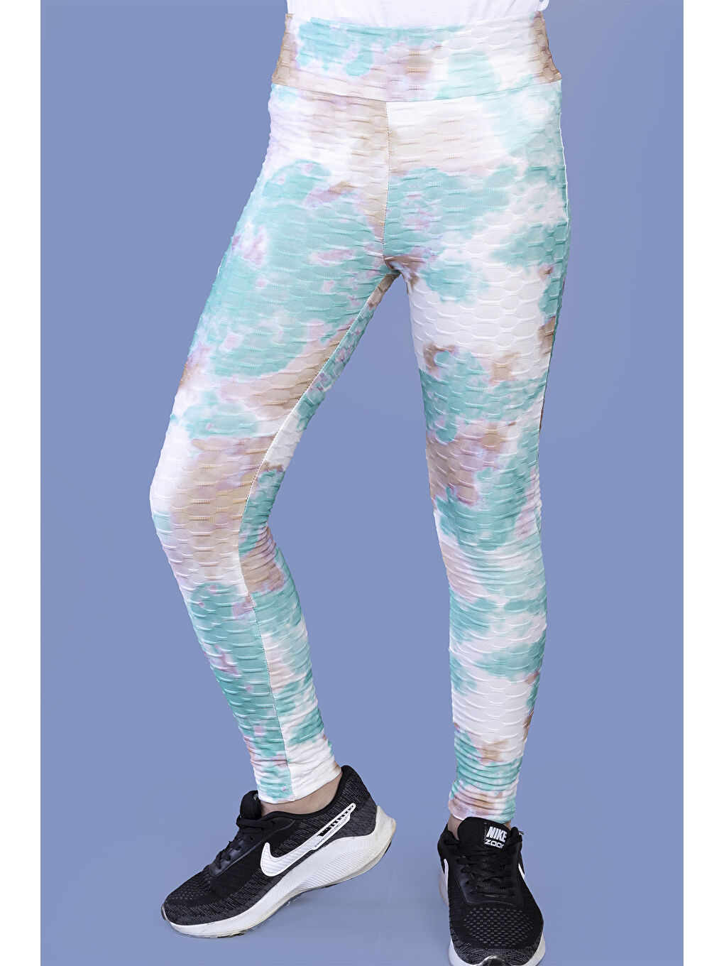 Kahverengi Kız Çocuk Batik Desenli Kabartma Detaylı Tayt