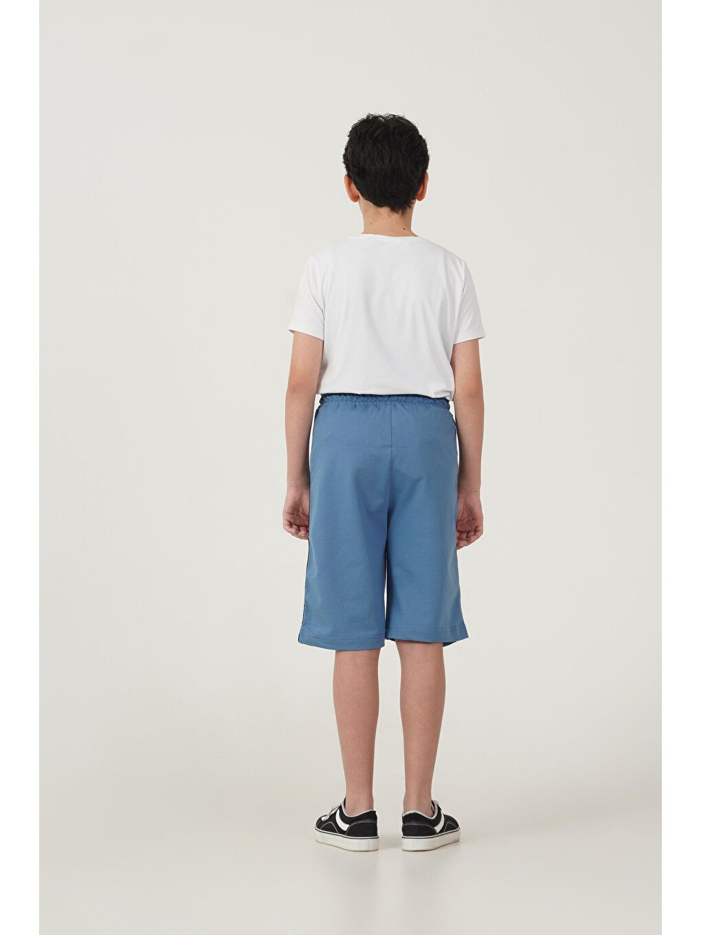 Mavi Yanlar Şeritli Erkek Çocuk Şort-3