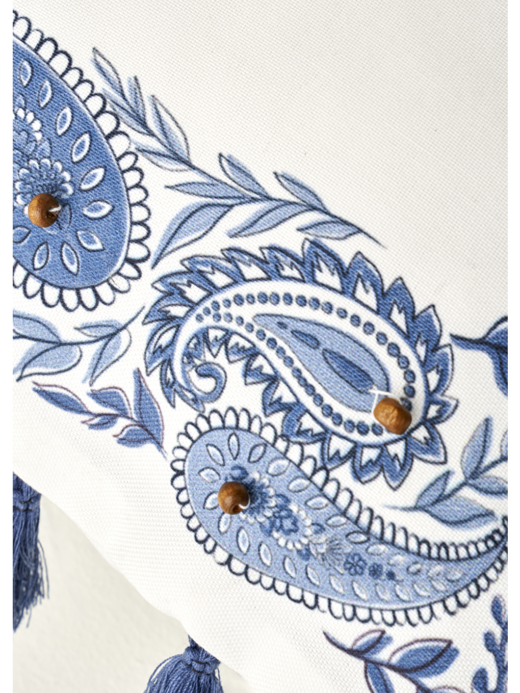 Paisley Boncuklu Kırlent Kılıfı Mavi (35x50 cm)-3