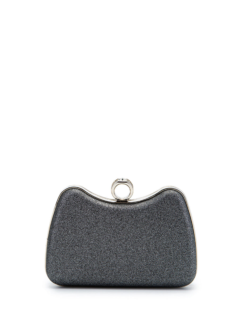 Yüzük Klips Detaylı Simli Morton Abiye Çanta Antrasit