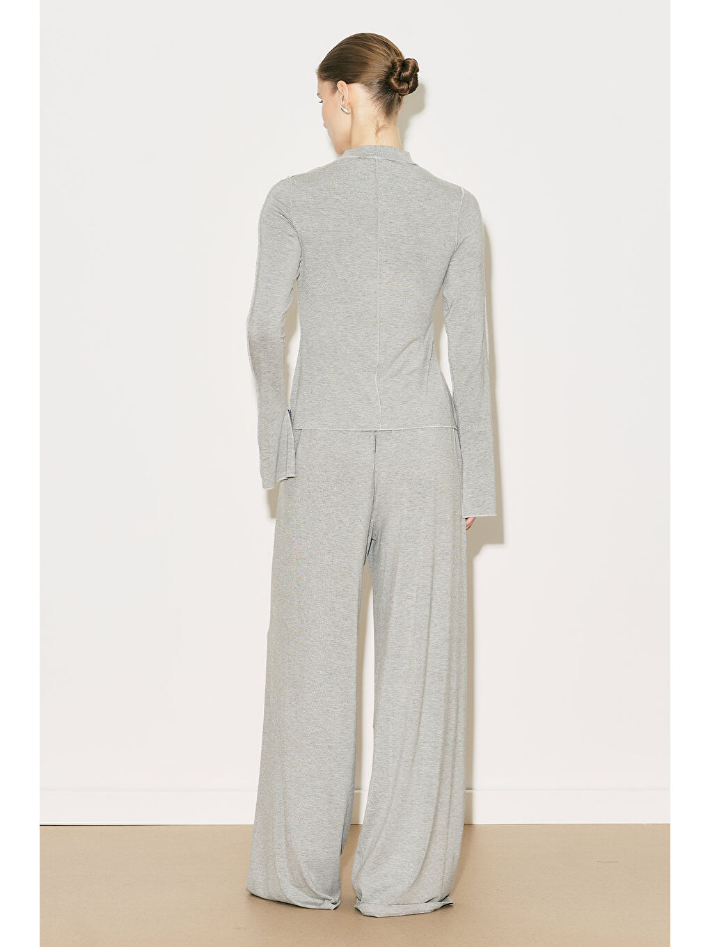 Easy Geniş Rahat Pantolon Gri Melanj-3