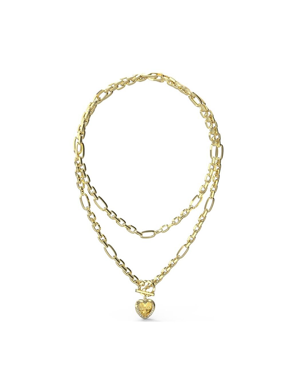 Sarı JGUJUBN04598JWYGTU Kalpli Kadın Kolye