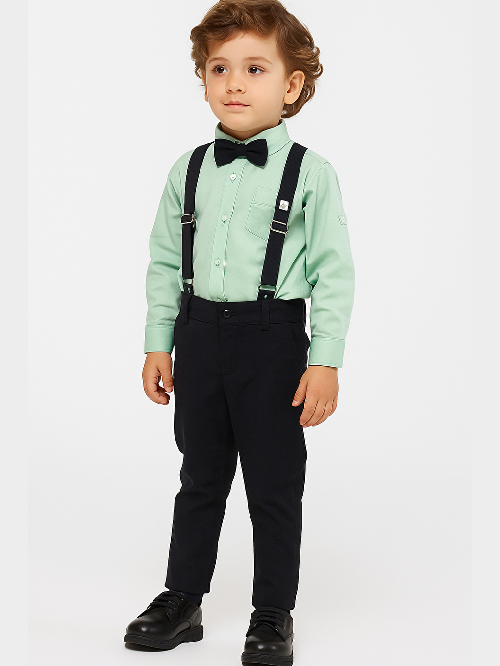 Turuncu 4'lü Set Gömlek & Pantolon & Papyon & Askılık Erkek Çocuk Takım