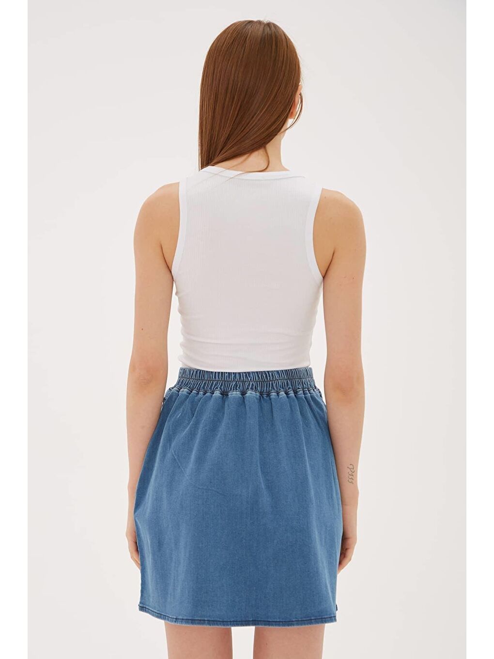 Beyaz Slim Fit Halter Yaka Fitilli Atlet 25Y0479K1-4