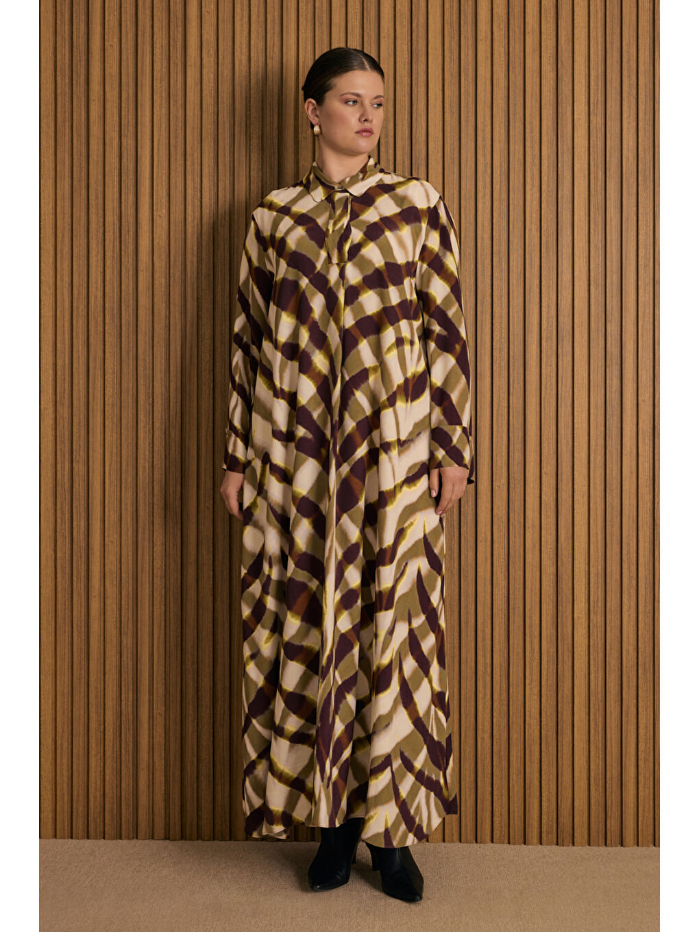 Yeşil Desenli Elbise