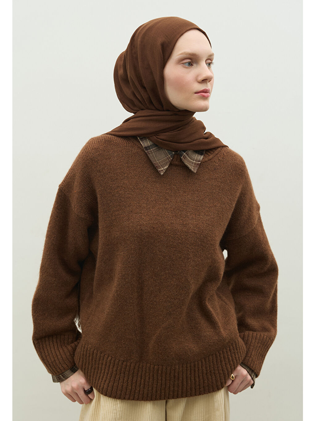 Kahverengi Kaşmir Dokulu Şal Çikolata-2