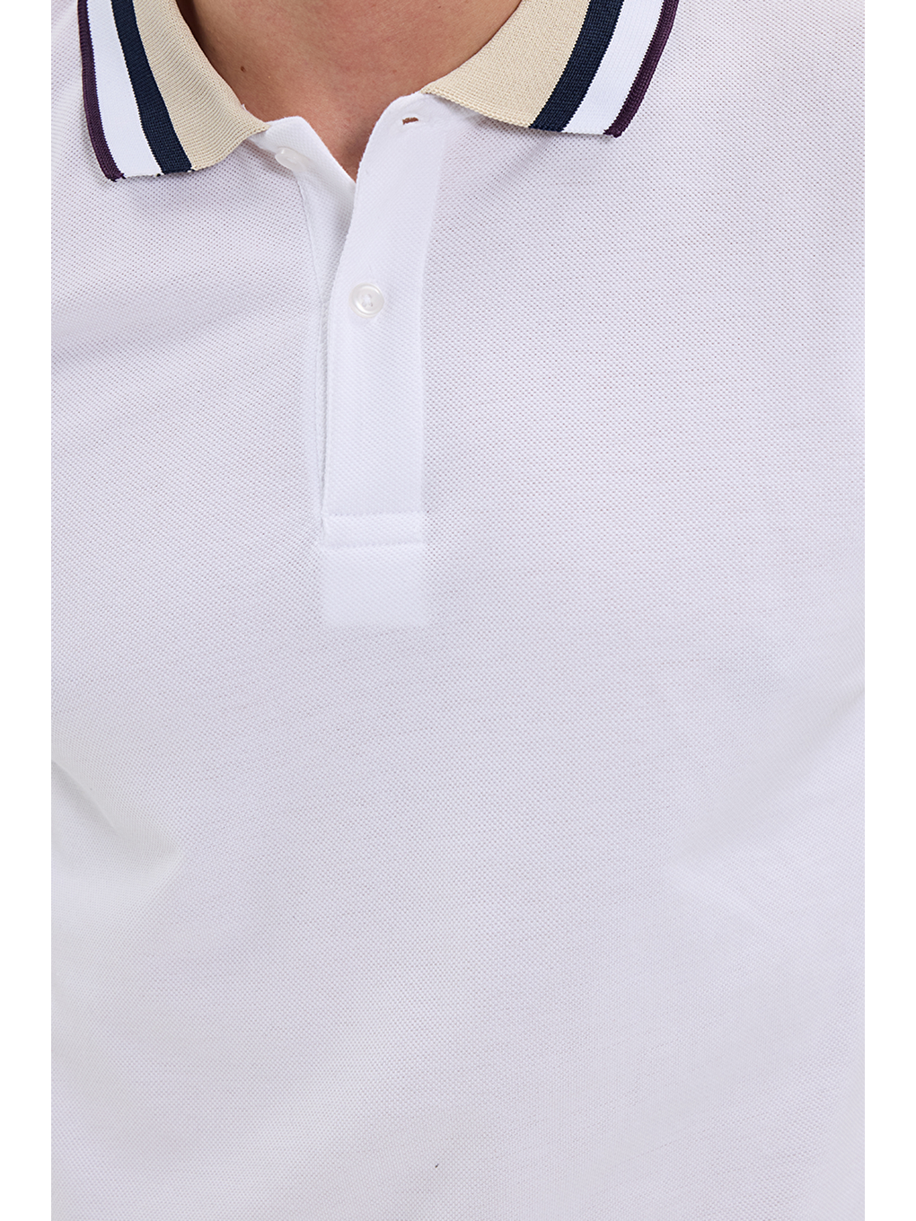 Erkek Slim Fit Dar Kesim %100 Pamuk Beyaz Polo Yaka Tişört-3
