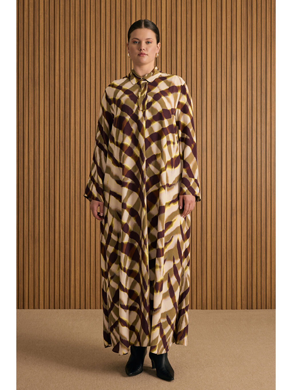 Yeşil Desenli Elbise-1