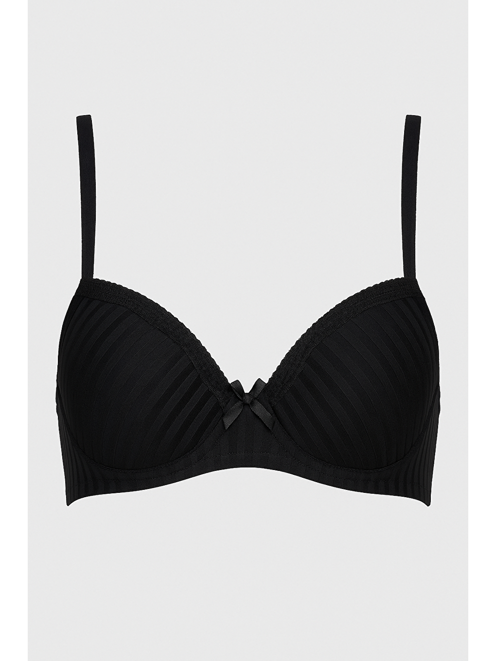 B Cup Destekli Dantel Detay Jakarlı Sütyen  | Siyah 133