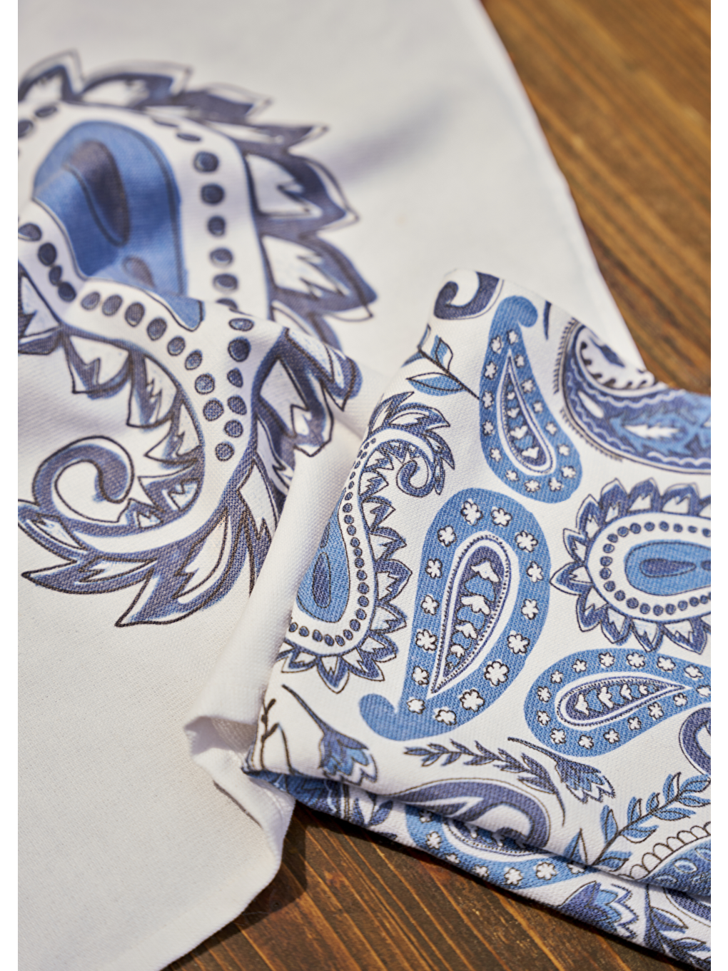 Paisley Pamuklu 2'li Kurulama Bezi Mavi (40x50 cm)-1