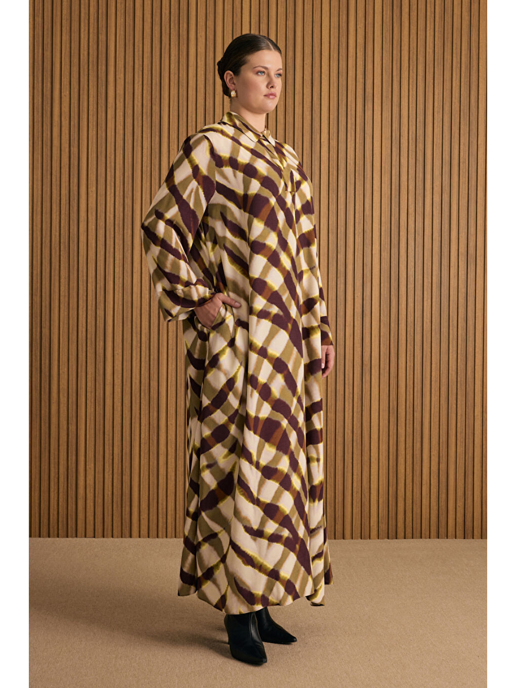 Yeşil Desenli Elbise-2