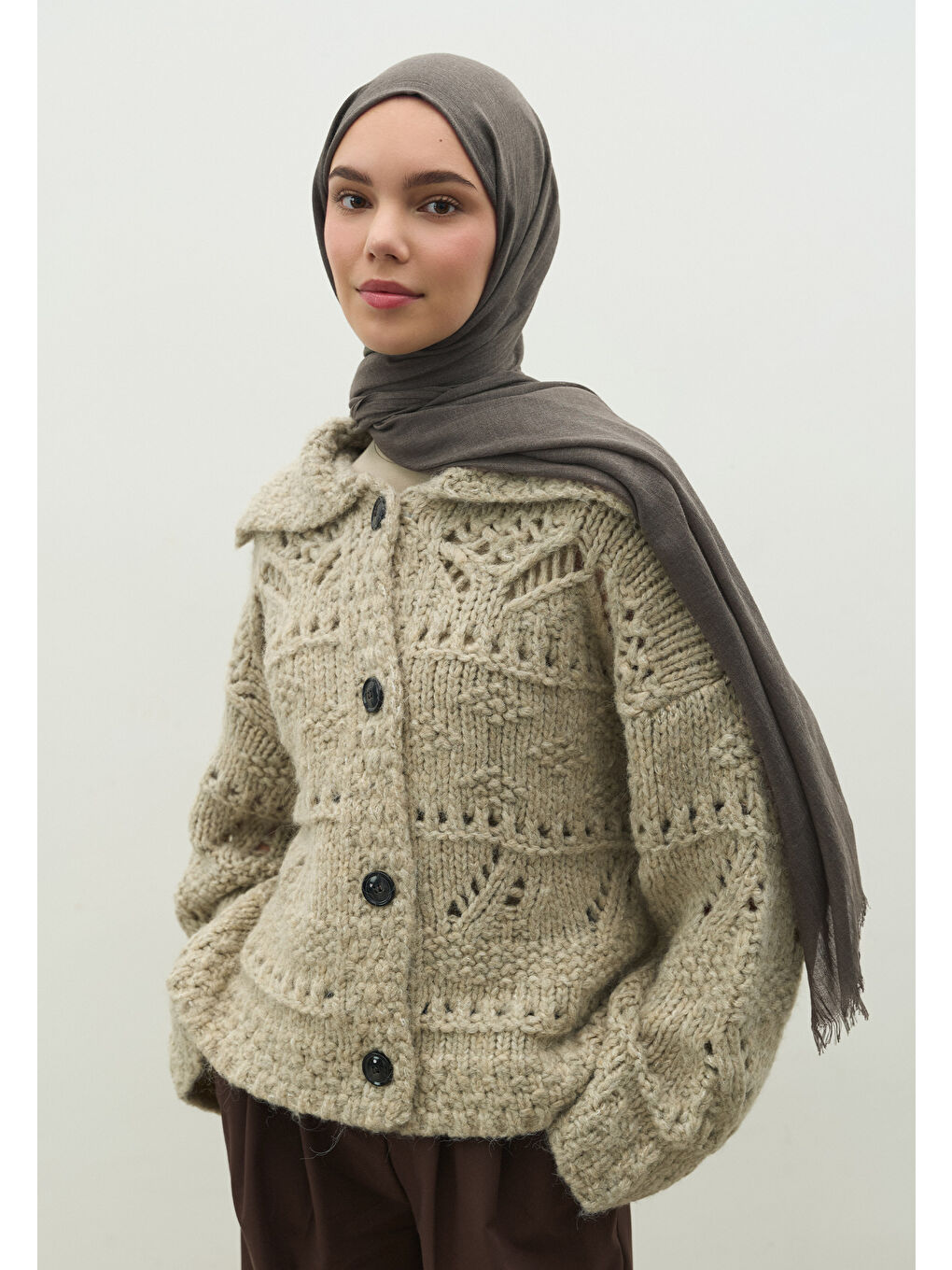 Gri Kaşmir Dokulu Şal Duman-1