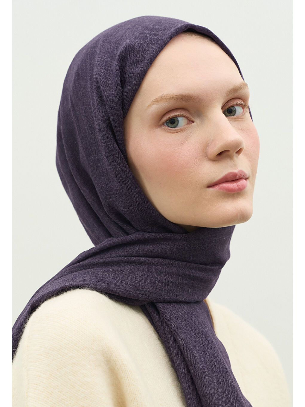 Kaşmir Dokulu Şal Patlıcan Moru-2