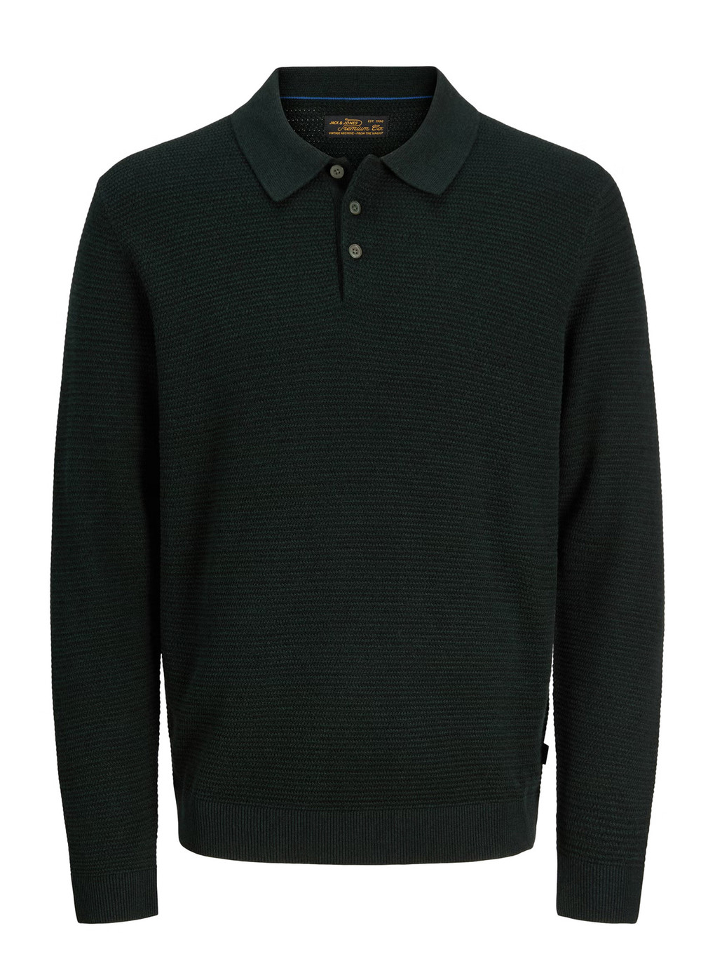 Yeşil Pamuklu Regular Fit Düğmeli Polo Yaka Kazak 12299904