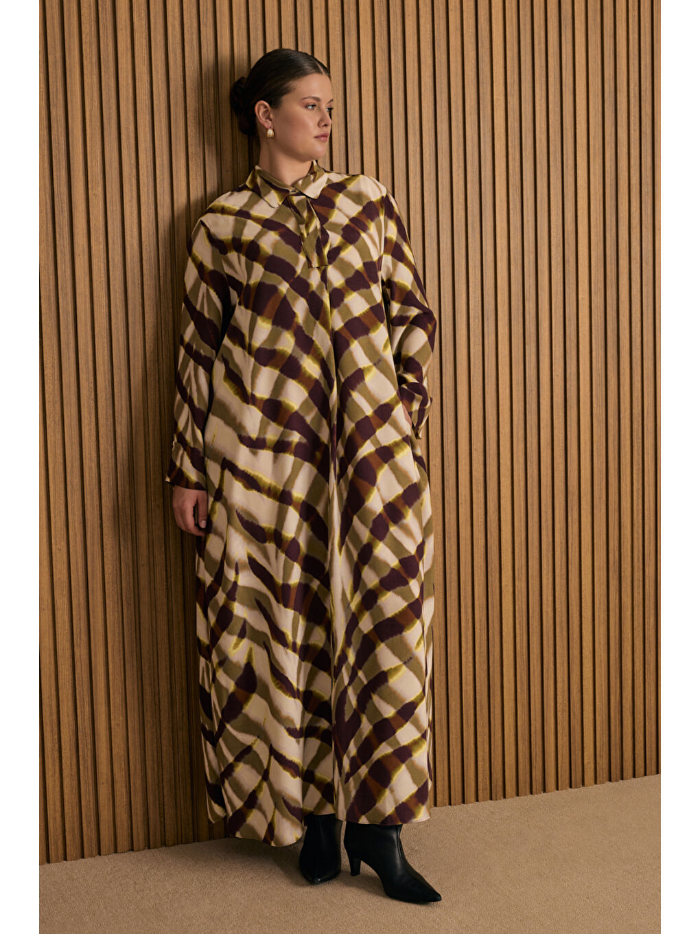 Yeşil Desenli Elbise-3