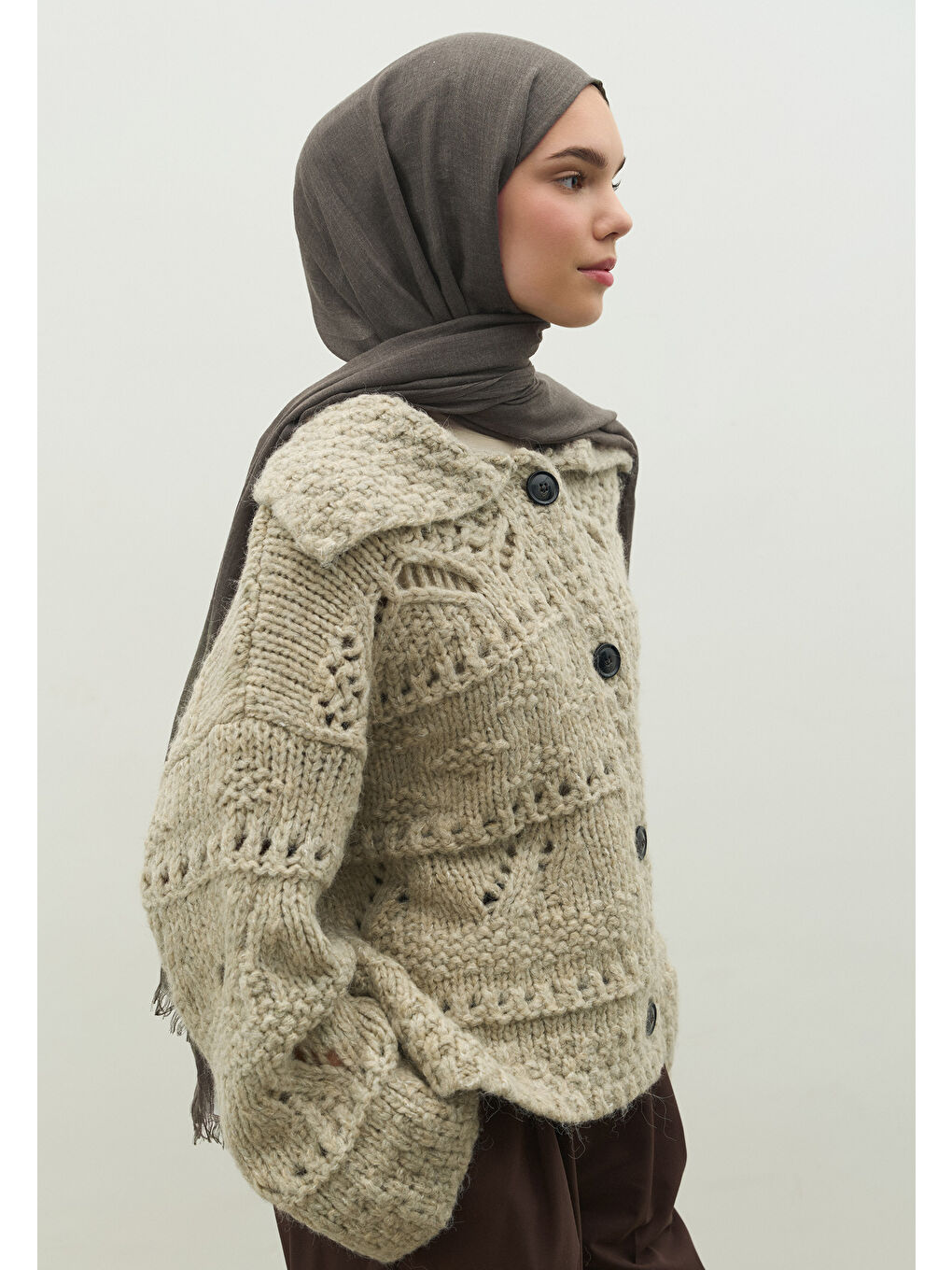 Gri Kaşmir Dokulu Şal Duman-4