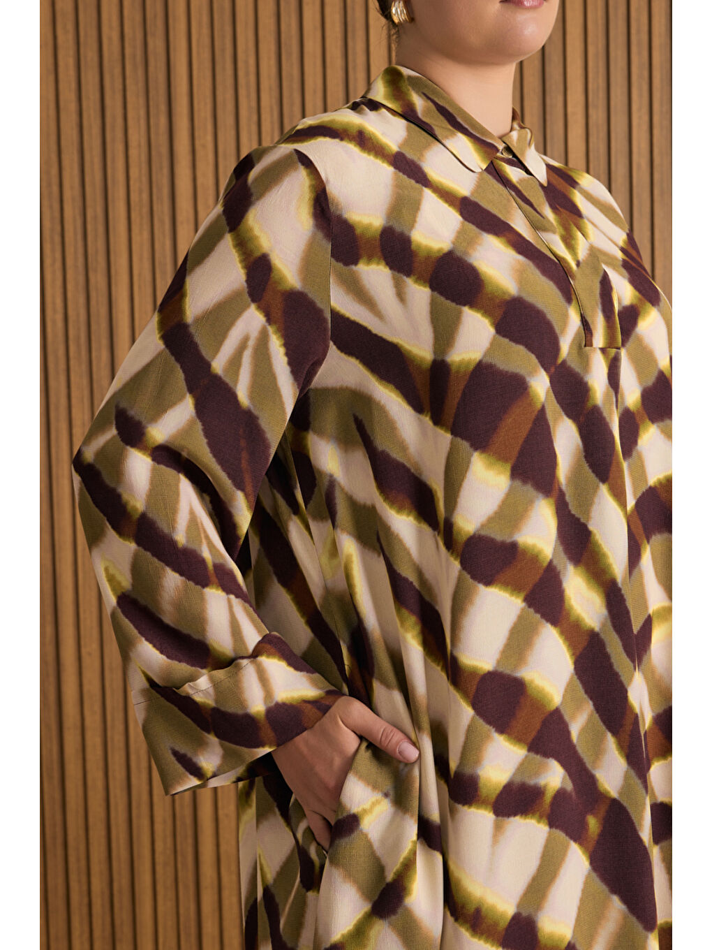 Yeşil Desenli Elbise-4