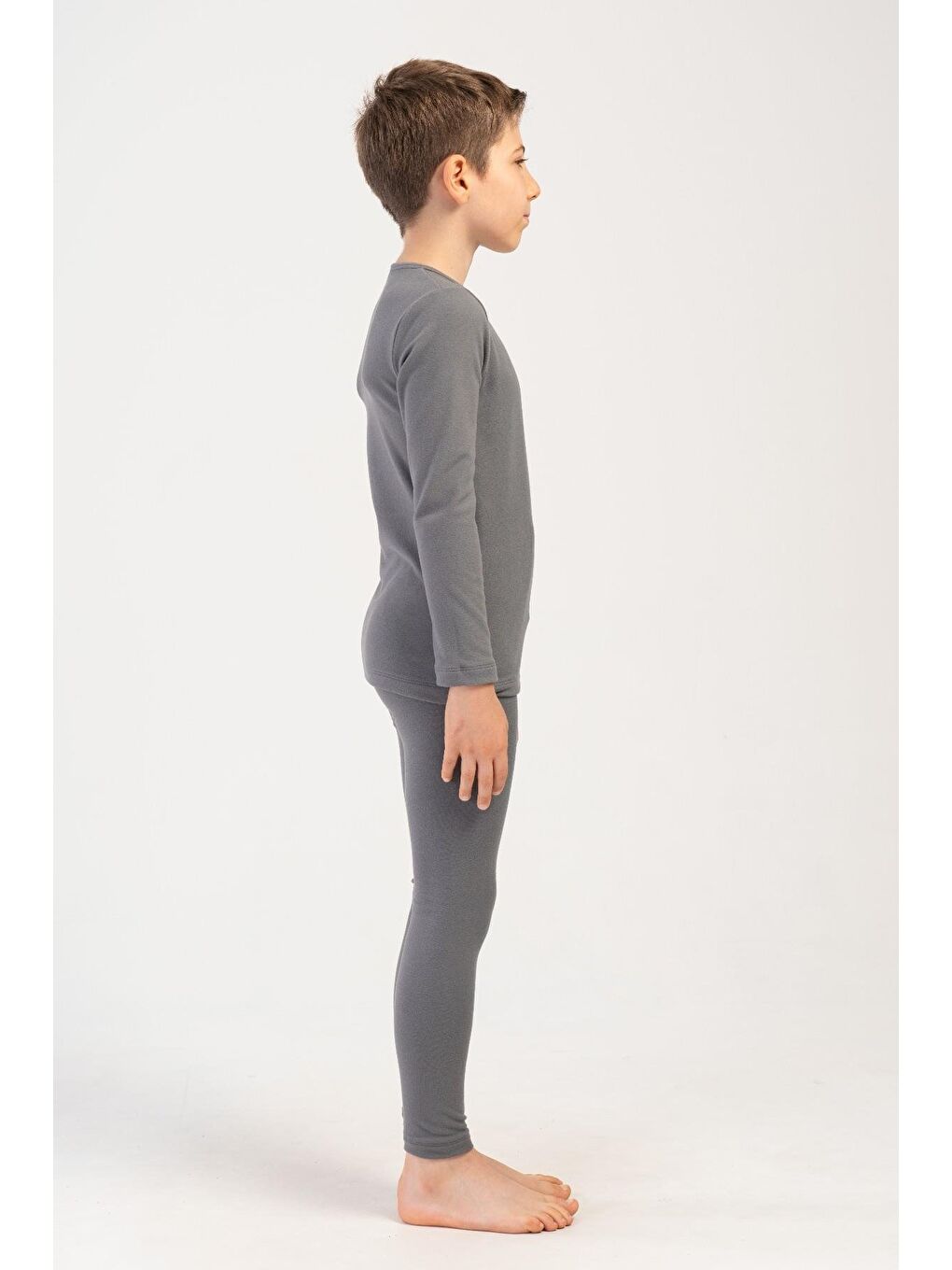 Gri Erkek Çocuk Uzun Kol Bisiklet Yaka Termal Takım 405160 Füme-1
