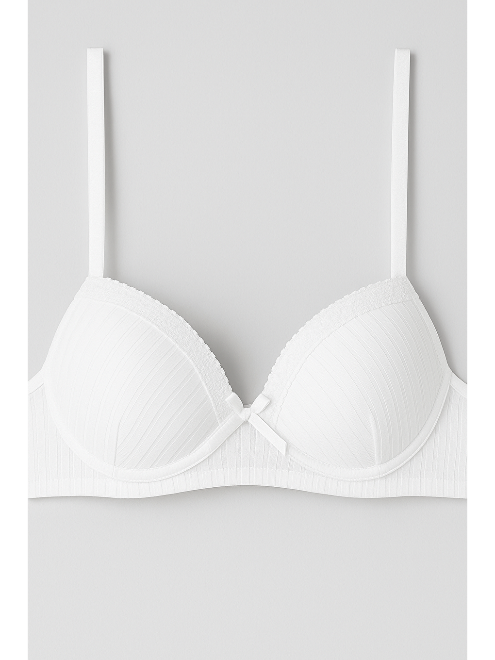 B Cup Destekli Dantel Detay Jakarlı Sütyen | Ekru 133-1