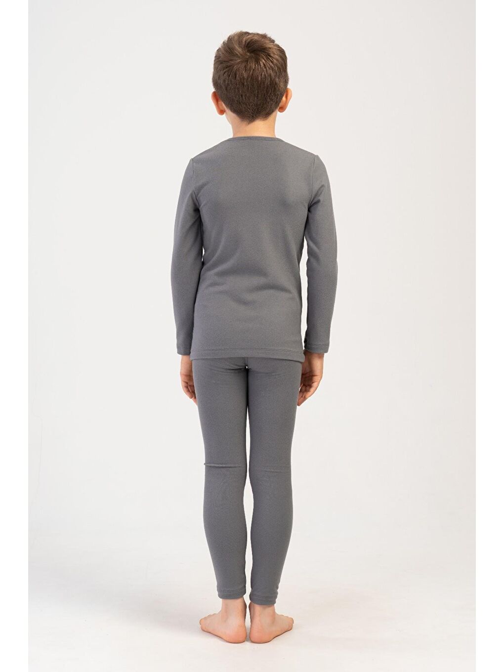 Gri Erkek Çocuk Uzun Kol Bisiklet Yaka Termal Takım 405160 Füme-2