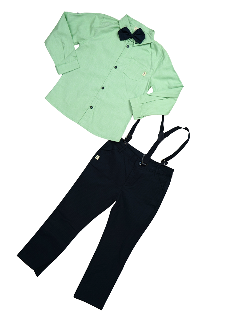 Turuncu 4'lü Set Gömlek & Pantolon & Papyon & Askılık Erkek Çocuk Takım-1