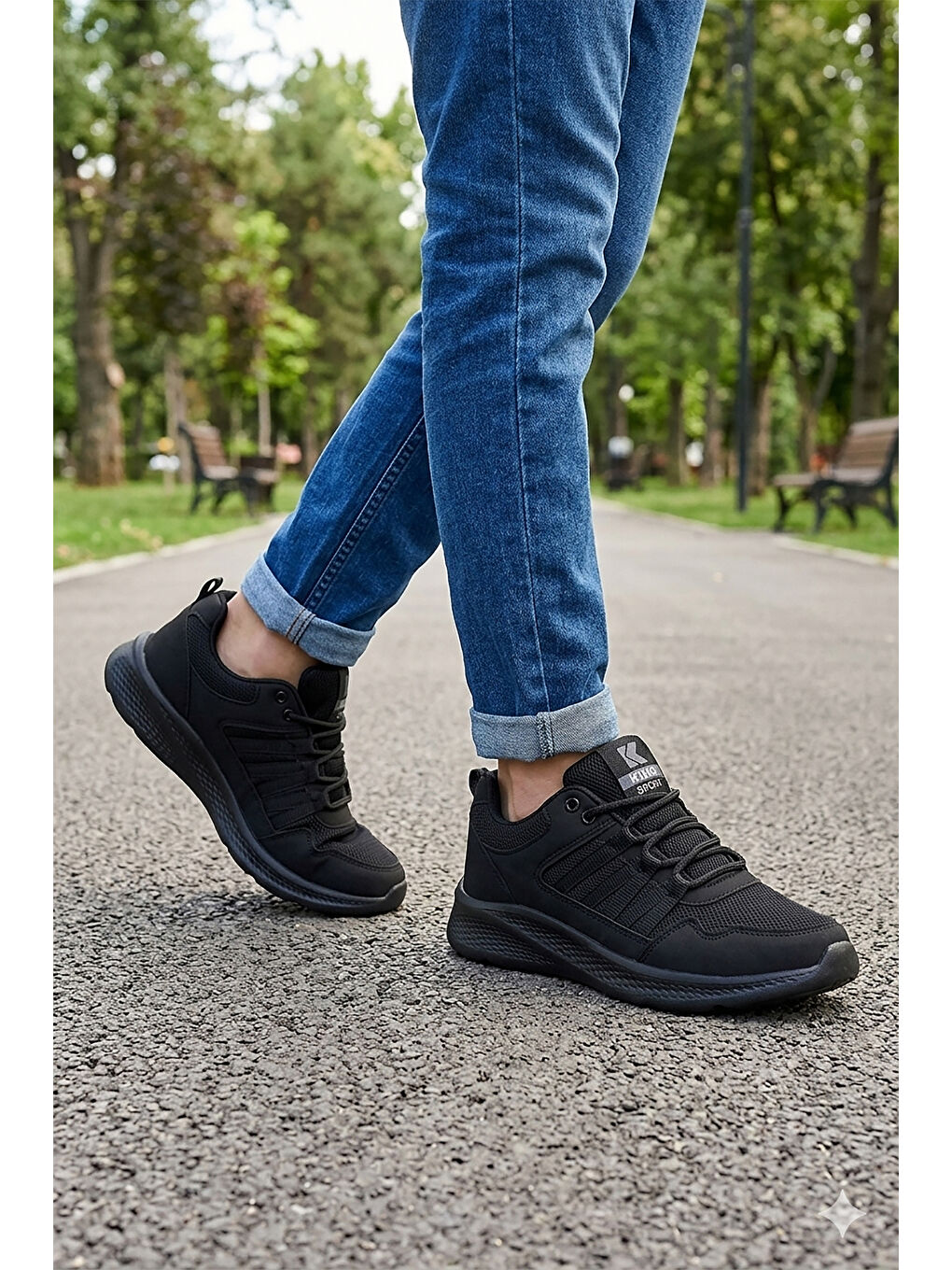 Siyah Suma Fileli Faylon Taban Erkek Çocuk Spor Ayakkabı-2