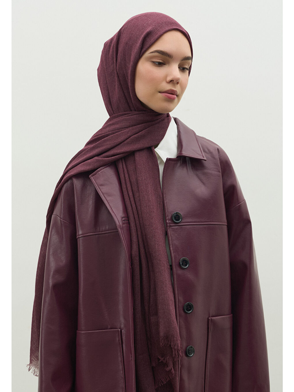 Kaşmir Dokulu Şal Mürdüm-4