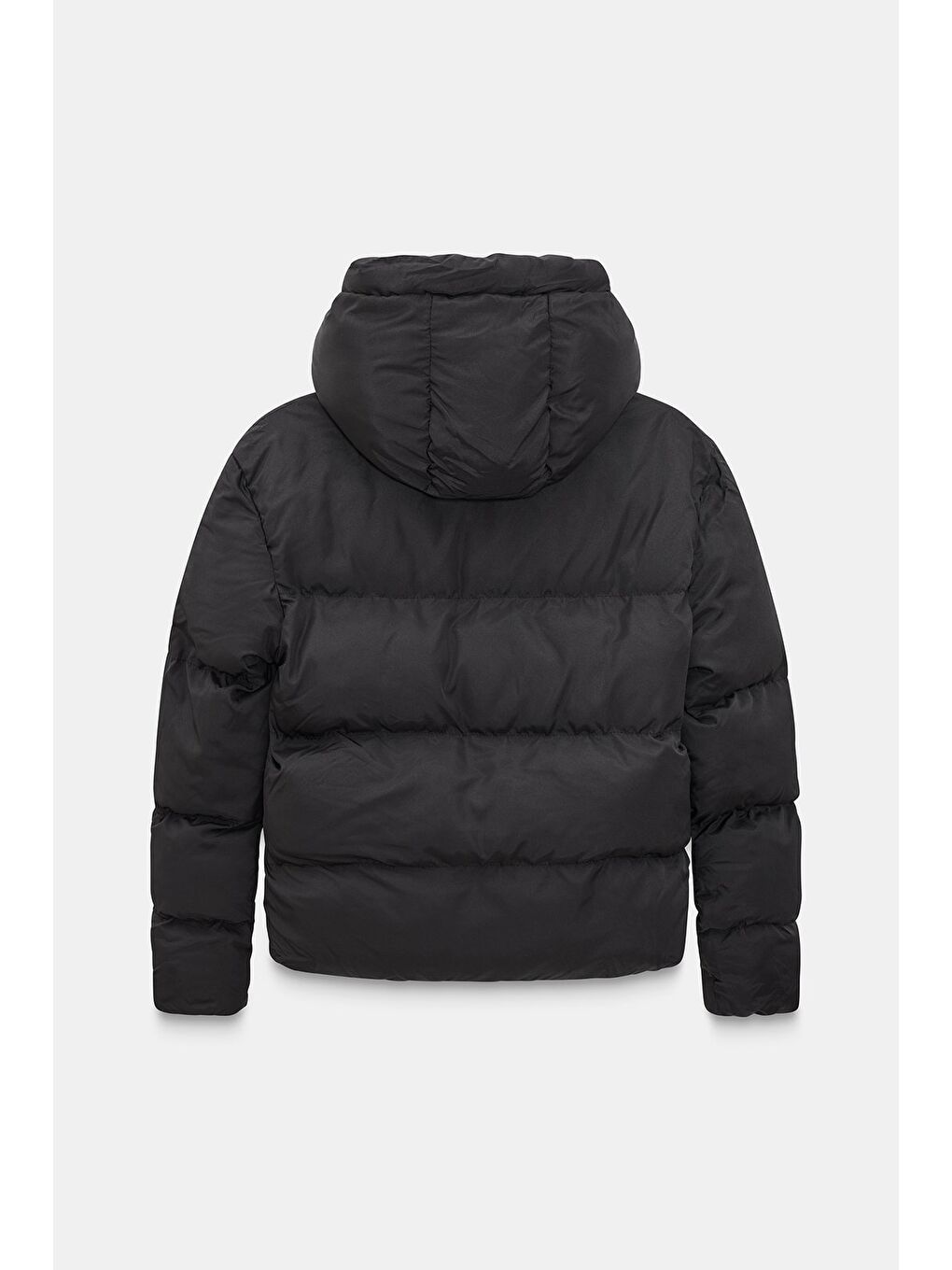 Siyah Kadın Relax Fit Kapüşonlu Fermuarlı Kısa Şişme Mont - Puffer Jacket-5