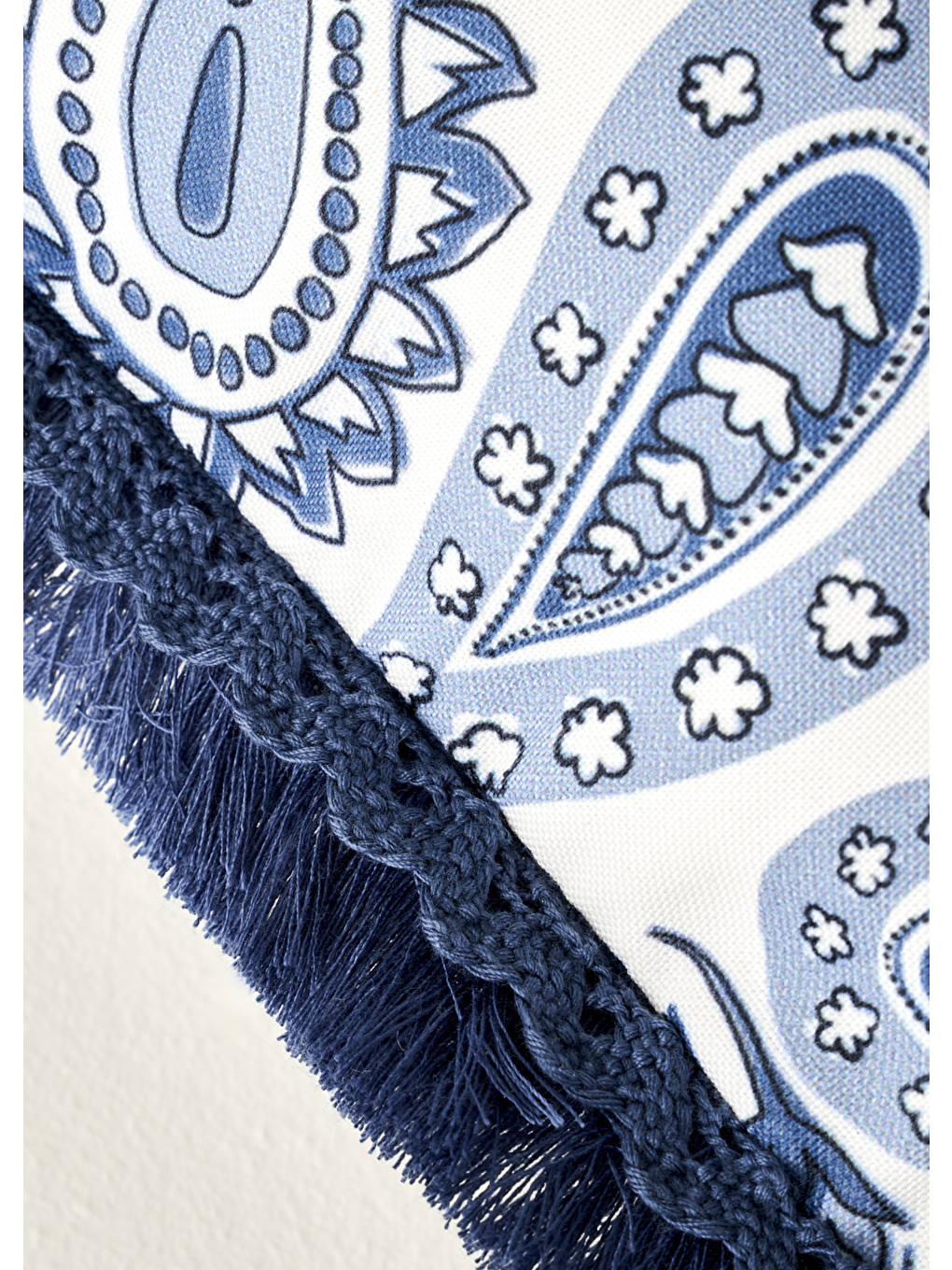 Paisley Püsküllü Kırlent Kılıfı Mavi (43x43 cm)-2