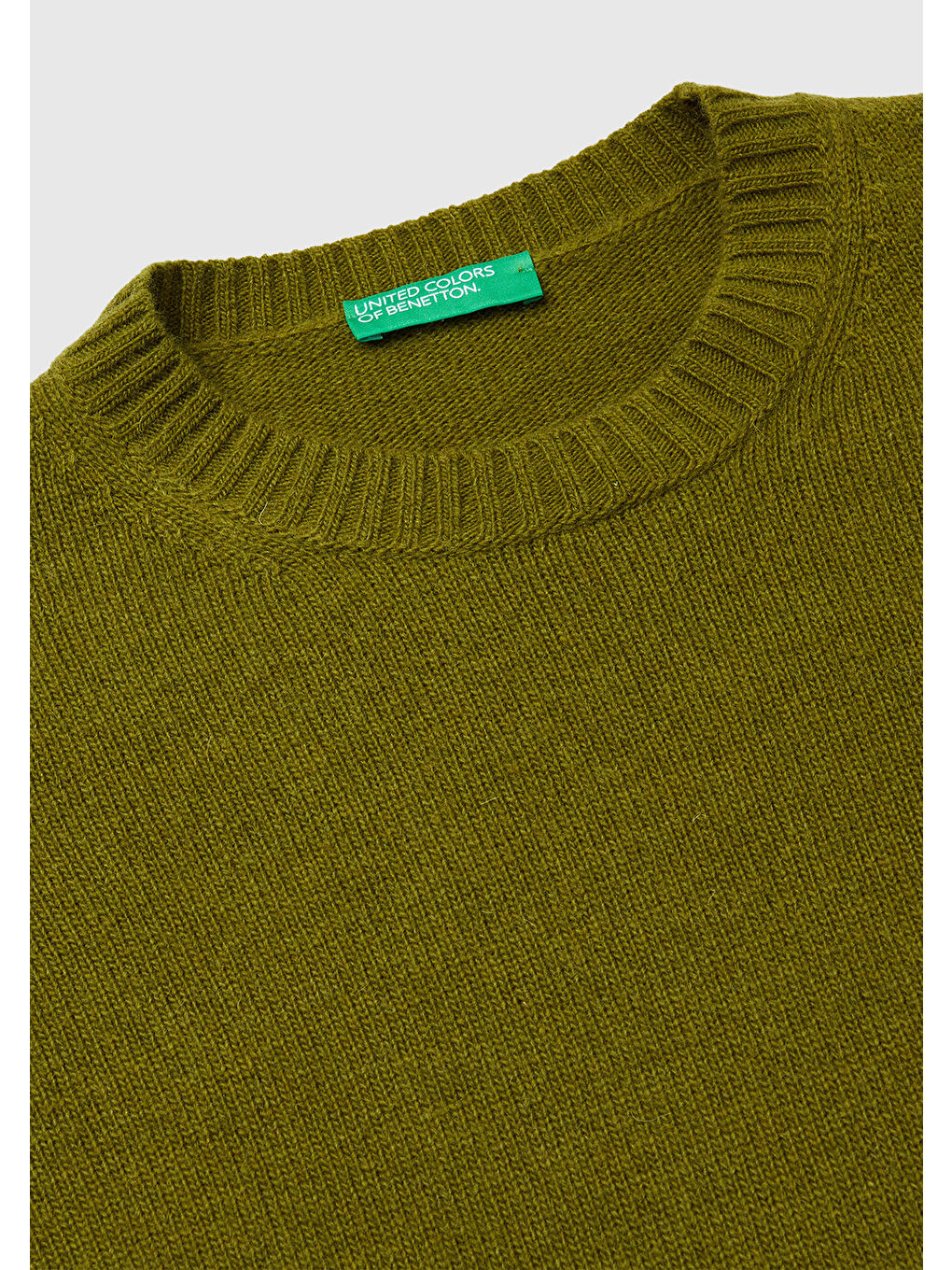 Kadın Haki Yeşili Yün Karışımlı Alt Kısmı Geniş Bisiklet Yaka Kazak-6