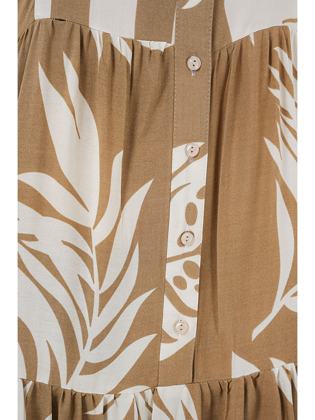 Bej 2423 Otantik Desenli Tesettür Elbise - F.Vizon-3