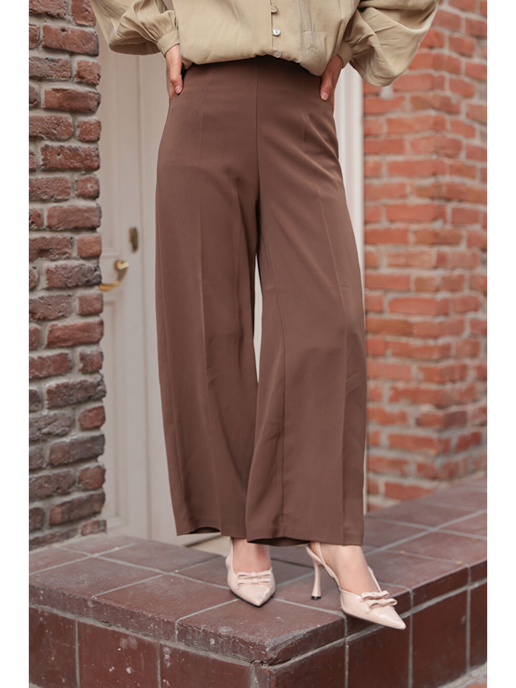 Kadın Pallazzo Pantolon Kahverengi
