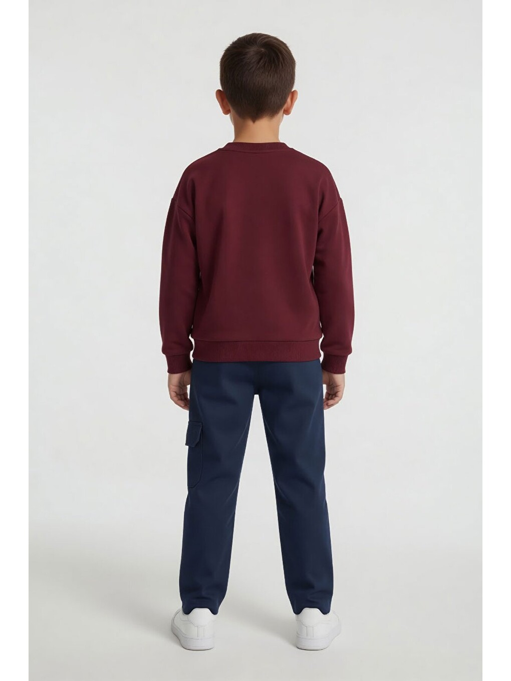 Lacivert Kahve Erkek Çocuk Keten Pantolonlu Sweatshirt 2li Takım 24515-4